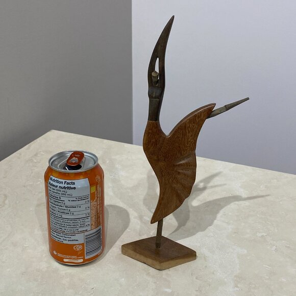 Wood Carving Danser, Natural Wood Artisan Sculpture, Small Decorative Statue - Picture 5 of 7